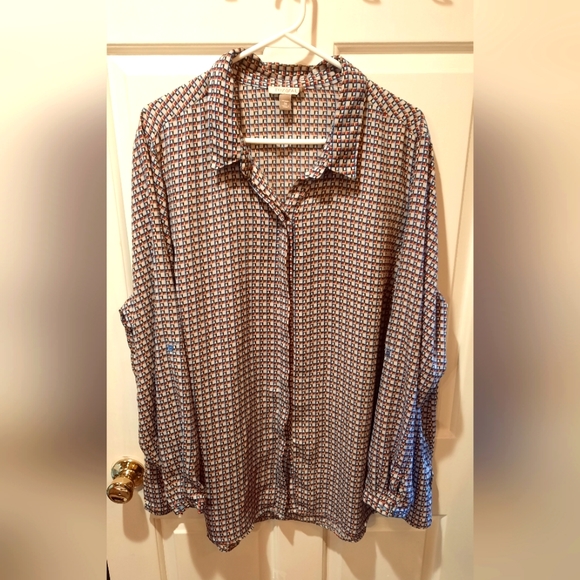 Roz&Ali Multicolored Button Down Lightweight Polyester Blouse size 3X - Picture 9 of 11